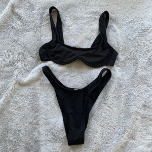 Size M SHIEN Underwire black high cut bikini